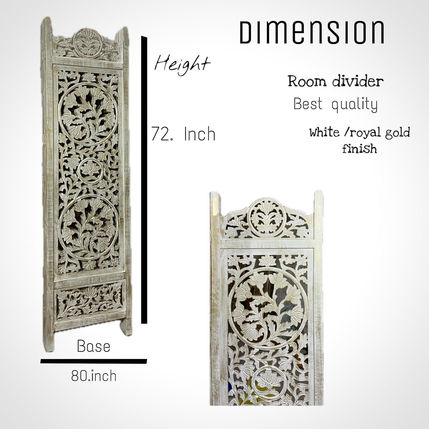 Wooden Room Partition and Folding Privacy Screens for Bedroom Home Office Room Divider Room Partition (6 Feet 4 Panel Each Panel Size 72X20 Inch Golden Shading with Stand view 3