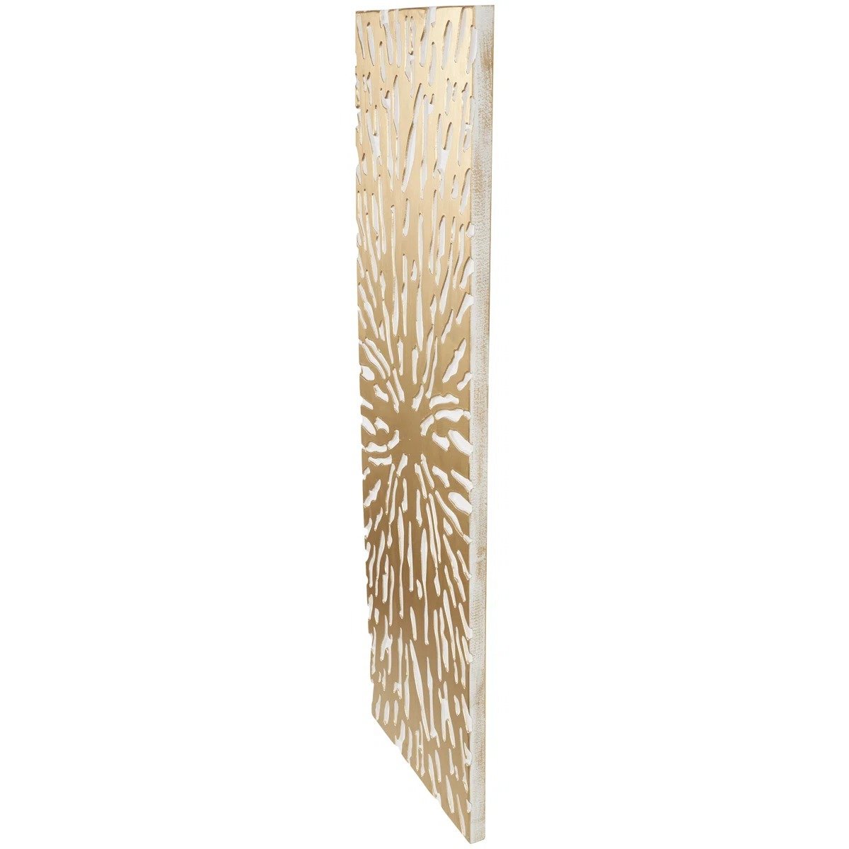 Wooden Abstract Carved Starburst Gold Wall Decor with White Backing view 4