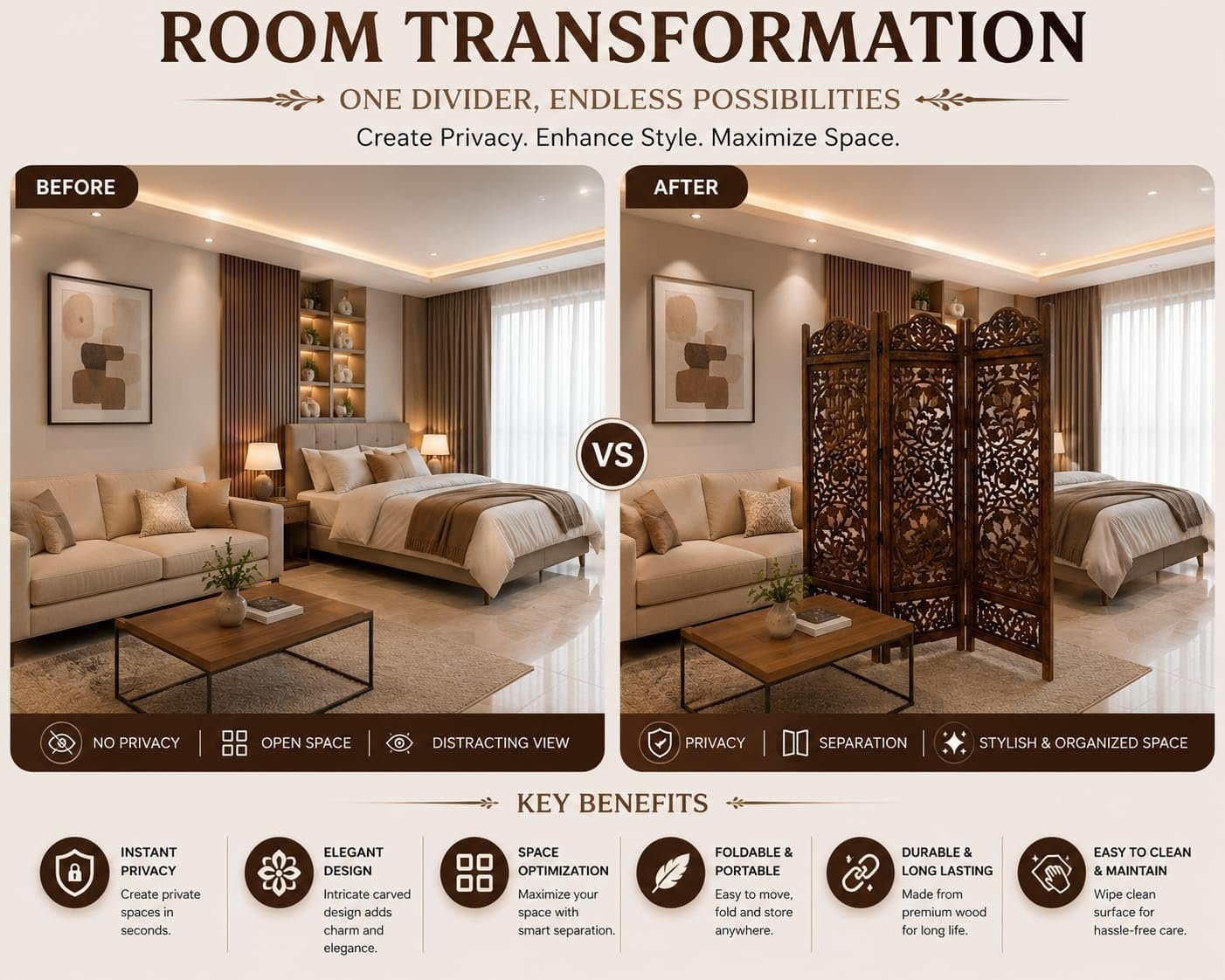 wooden room partition view 2