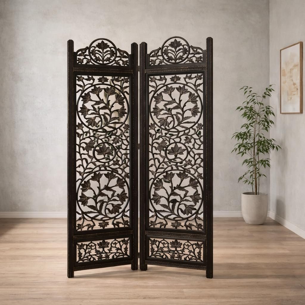 Wooden Room Partition and Folding Privacy Screens Wooden Room Divider for Bedroom Home Office Room Divider Room Partition (6 Feet 2 pannel