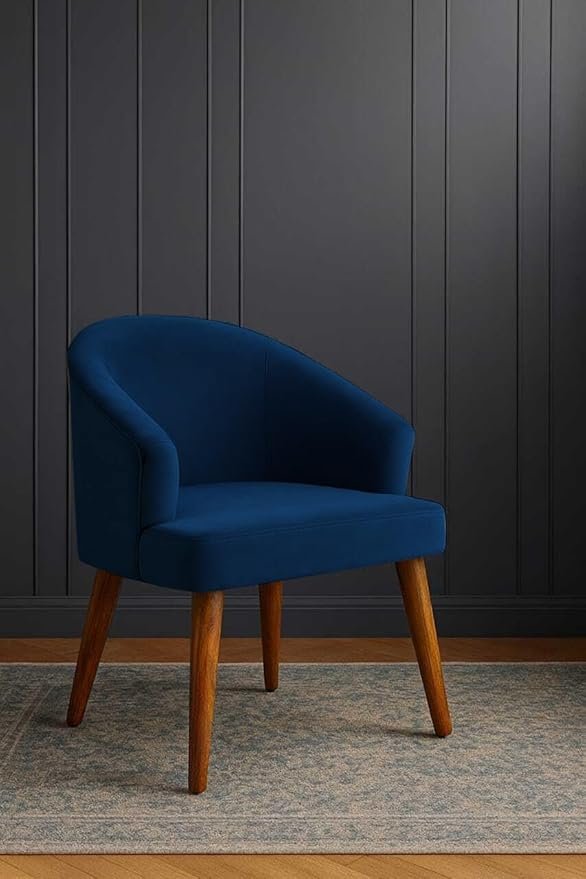 The Wooden Shoppee Blue Fabric Chair | Modern Accent Chair for Living Room, Bedroom & Home | Comfortable Upholstered Lounge Chair for Stylish Interiors view 5