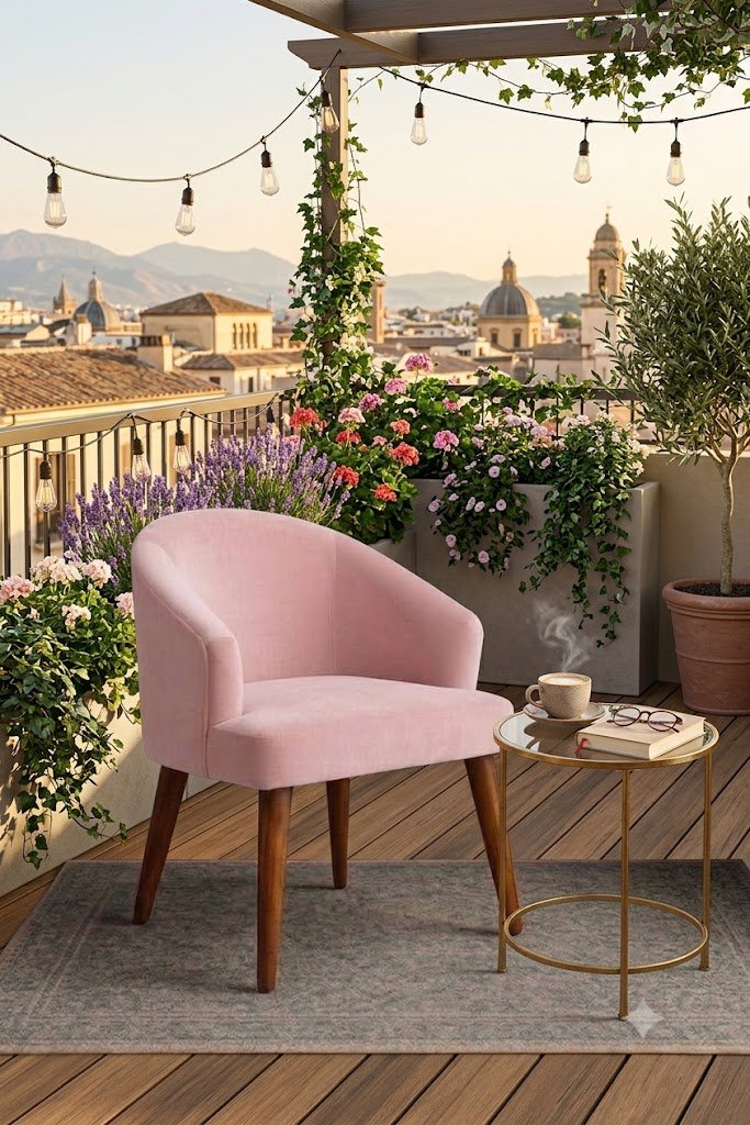 Shop The Wooden Shoppee Pink Fabric Accent Chair for a stylish and comfortable home. Modern pink chair for living room, bedroom, lounge and reading corners.