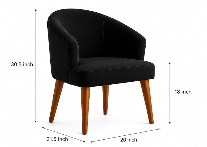 The Wooden Shoppee Black Fabric Chair | Modern Comfortable Accent Chair for Living Room, Bedroom & Home | Stylish Upholstered Chair view 5
