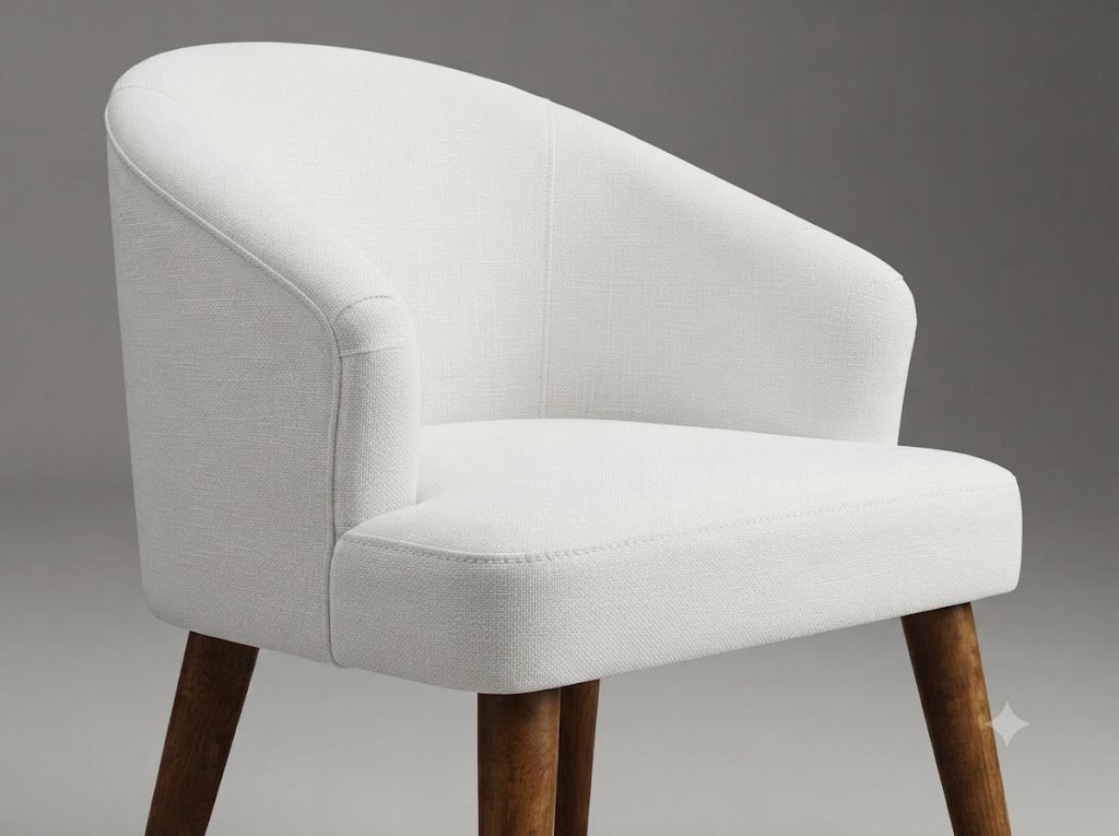 The Wooden Shoppee White Fabric Accent Chair | Upholstered Living Room Chair | Modern Comfortable Lounge Chair for Bedroom, Home & Office view 5