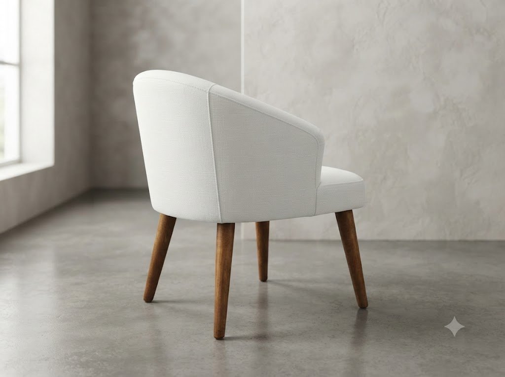 The Wooden Shoppee White Fabric Accent Chair | Upholstered Living Room Chair | Modern Comfortable Lounge Chair for Bedroom, Home & Office view 6