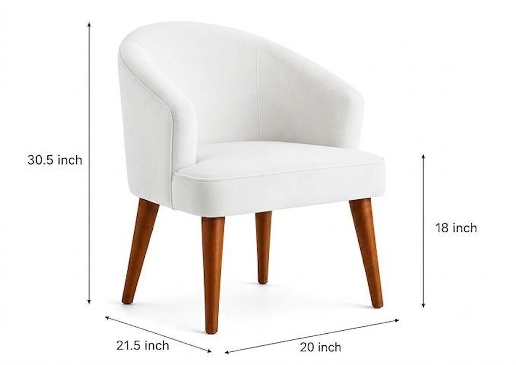 The Wooden Shoppee White Fabric Accent Chair | Upholstered Living Room Chair | Modern Comfortable Lounge Chair for Bedroom, Home & Office view 7