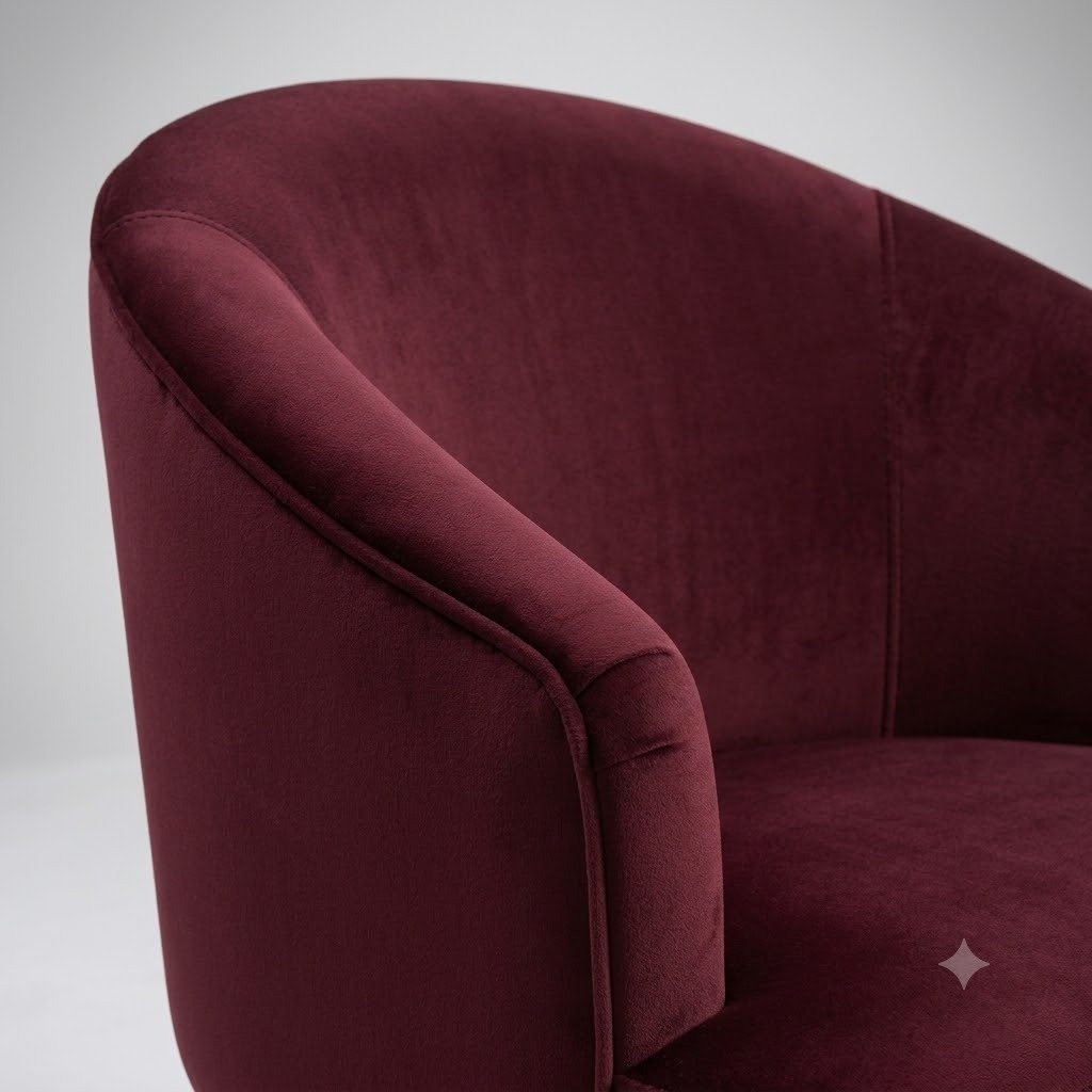 THE WOODEN SHOPPEE Maroon Wooden Accent Chair for Living Room, Bedroom & Office, Upholstered Armchair, Modern Lounge Chair, Stylish Single Seater Chair for Home Décor view 5