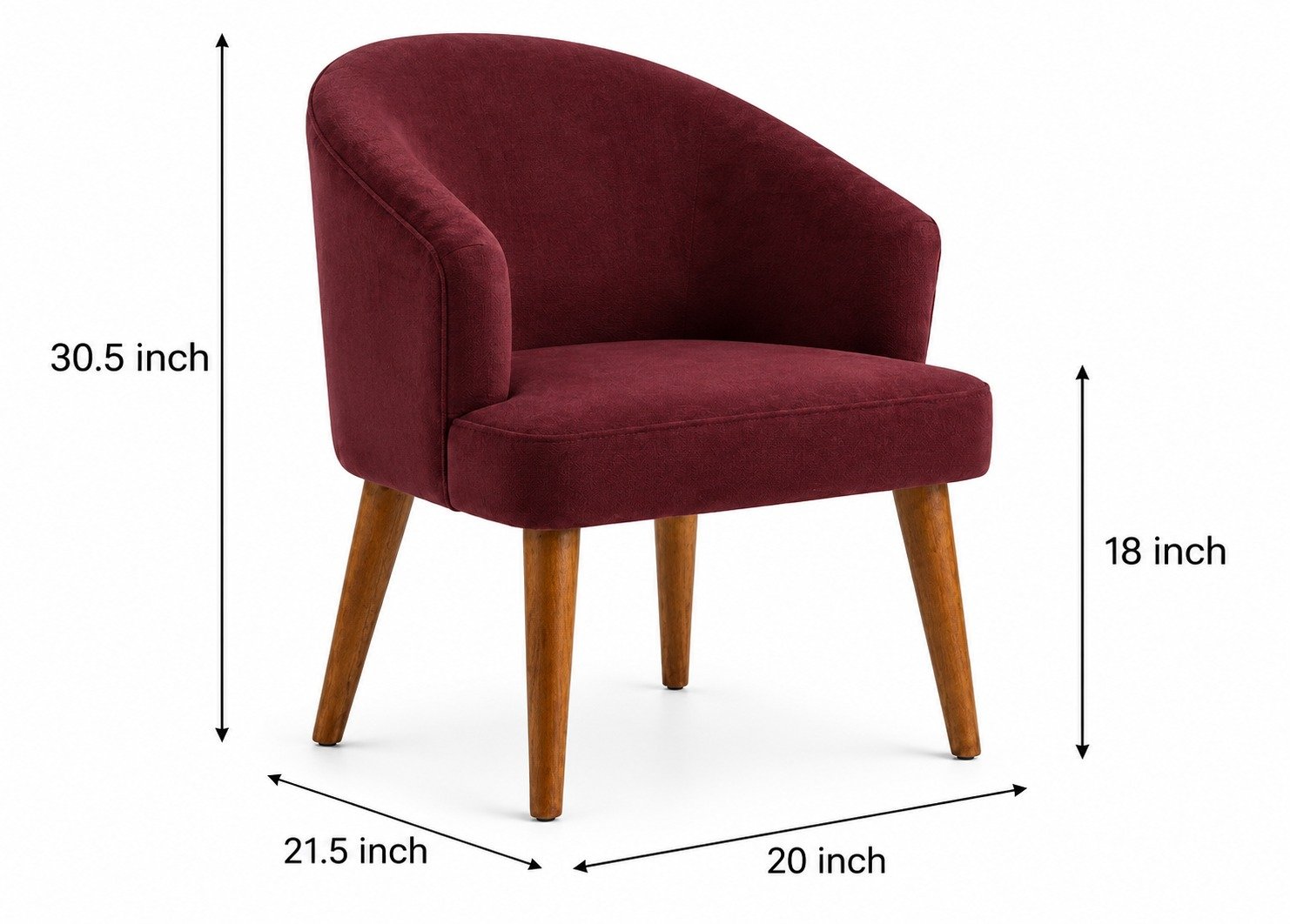 THE WOODEN SHOPPEE Maroon Wooden Accent Chair for Living Room, Bedroom & Office, Upholstered Armchair, Modern Lounge Chair, Stylish Single Seater Chair for Home Décor view 6