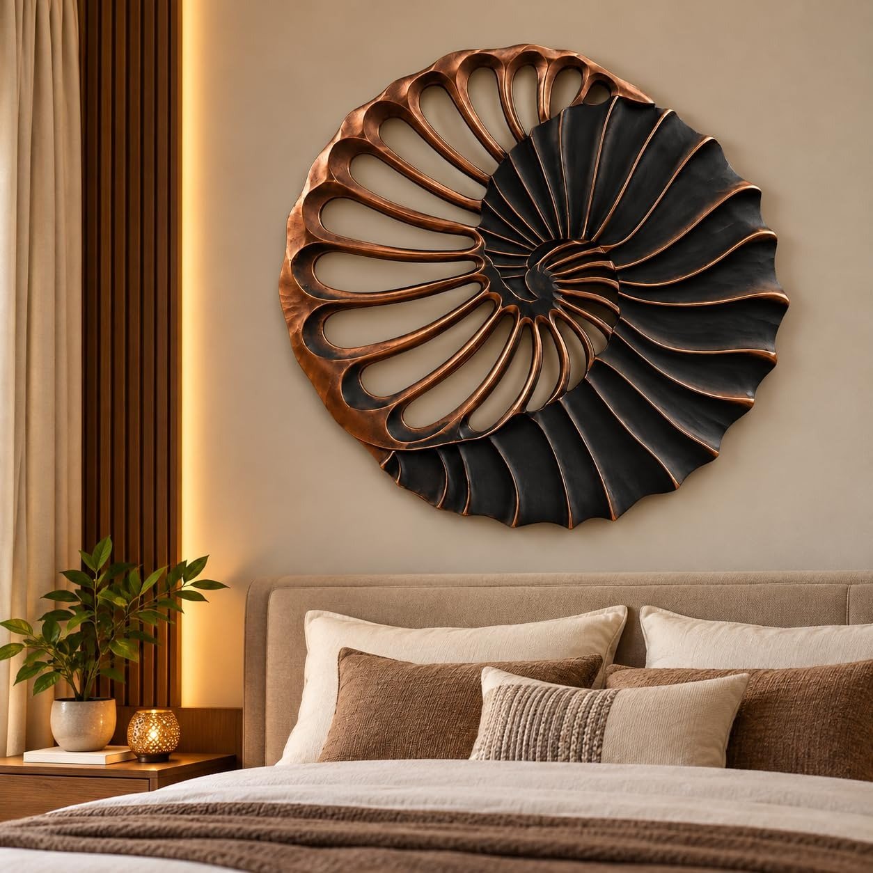 THE WOODEN SHOPPEE Wooden Wall Decor, Mandala Wall Panel Spiral Art for Living Room,italian Look Bedroom & Guest Room, Premium Engineered Wood, 25mm Thick, ( 90X90Cm) view 2