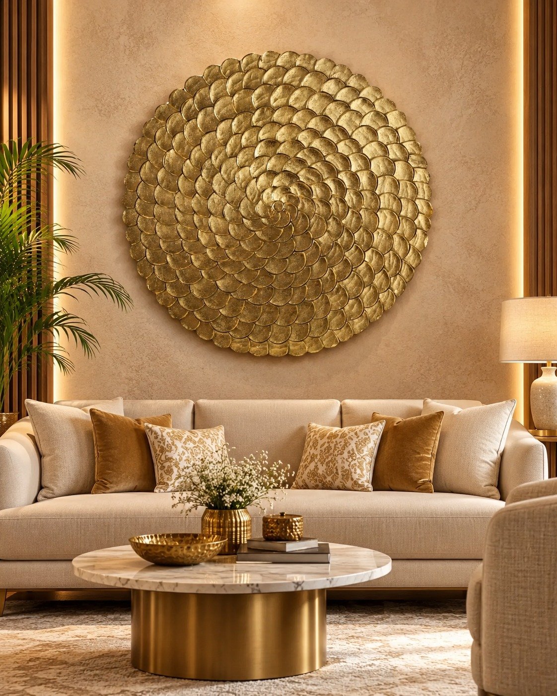 Wood Carved Radial Plate Wall Decor