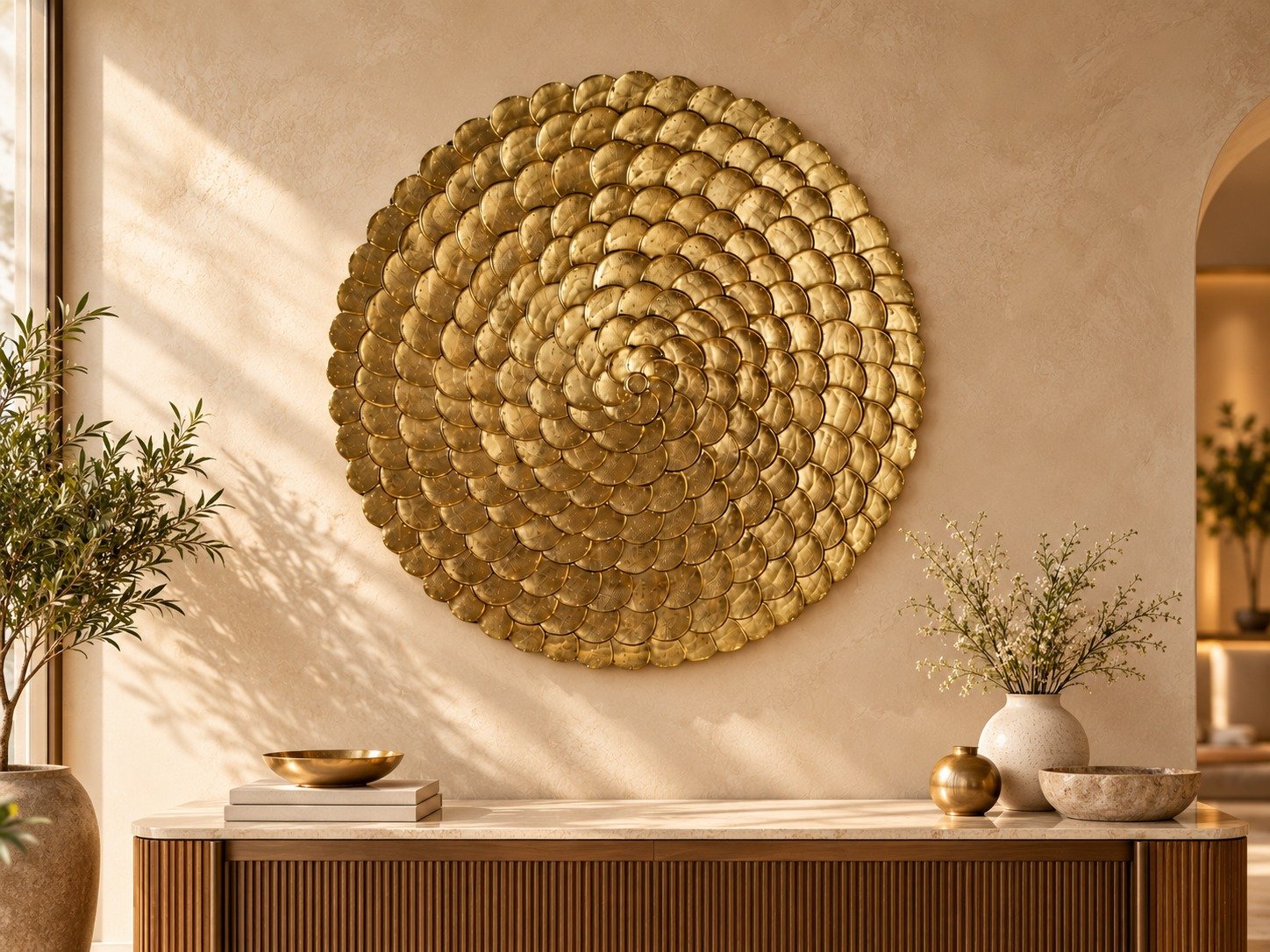 Wood Carved Radial Plate Wall Decor view 2