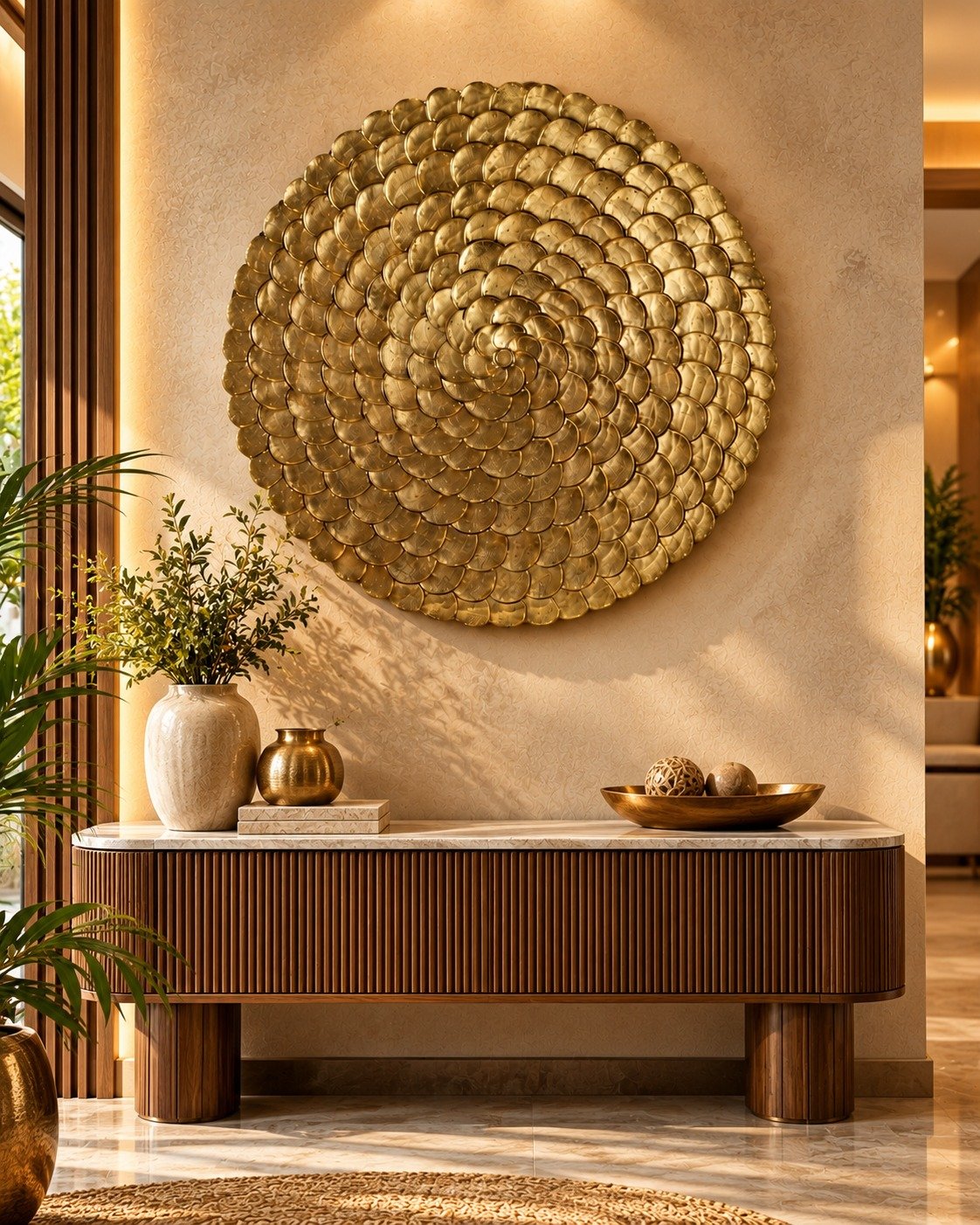 Wood Carved Radial Plate Wall Decor view 5