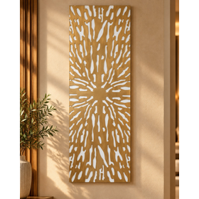 Wooden Abstract Carved Starburst Gold Wall Decor with White Backing view 5