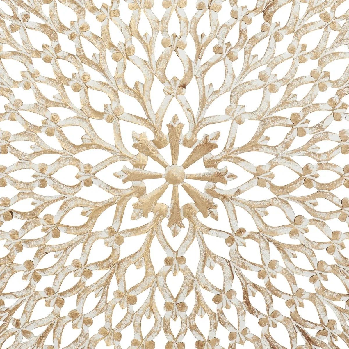Fina Light Brown Wood Floral Handmade Intricately Carved Home Wall Decor with Mandala Design view 5