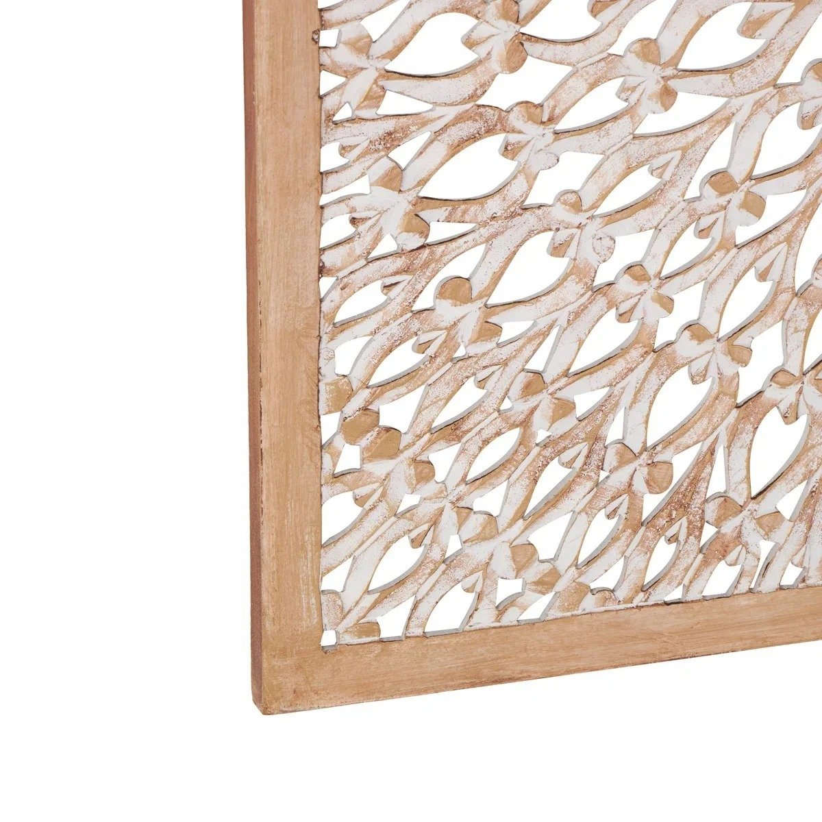 Fina Light Brown Wood Floral Handmade Intricately Carved Home Wall Decor with Mandala Design view 6