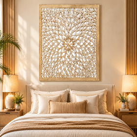 Fina Light Brown Wood Floral Handmade Intricately Carved Home Wall Decor with Mandala Design view 9